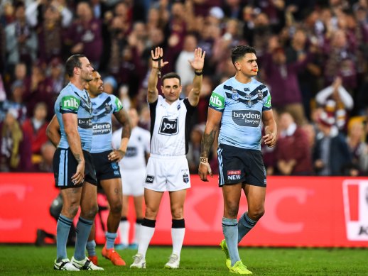 You're off: Latrell Mitchell is sent to the sin bin in last year's first game.