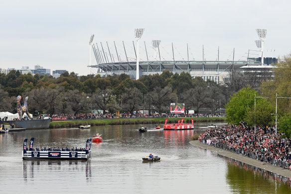 The Yarra River featured in the AFL grand final parade for the first time this year.