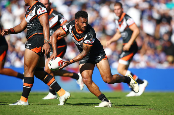 Wests Tigers skipper Api Koroisau is still chasing his first win with the club.