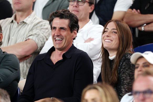 Andy Lee, pictured at this year’s Australian Open with his partner Rebecca Harding, appeared at Cathedral’s annual dinner.