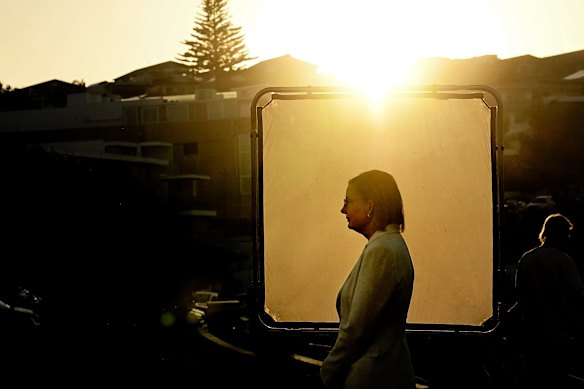 Liberal leader Susan Ley at Bondi Beach on Friday morning.