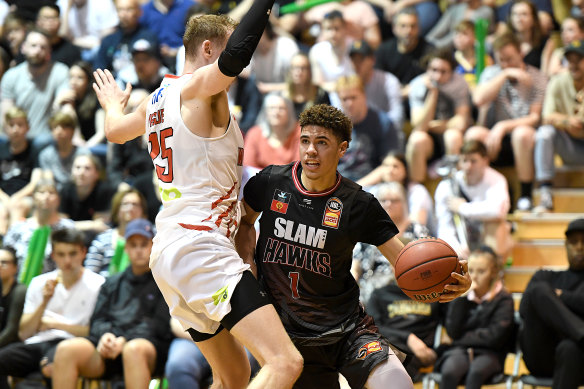 Drawcard: LaMelo Ball in action for the Hawks during the NBL Blitz.