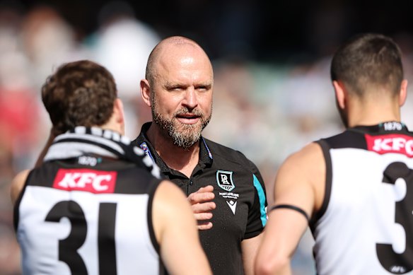 Port Adelaide assistant coach Chad Cornes was a premiership player with the club in 2004 before moving on to GWS.