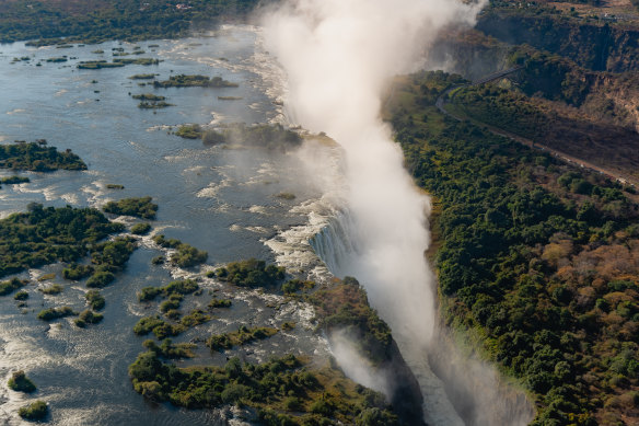 Victoria Falls from the air.