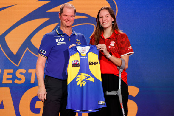 Lauren Wakfer with Eagles coach Michael Prior.