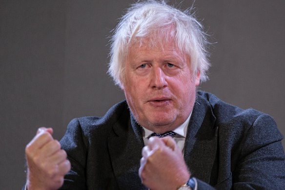 Former UK prime minister Boris Johnson at a literary festival in Ukraine last month.