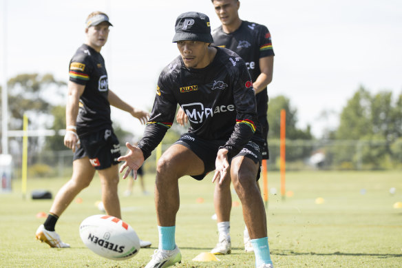 Jarome Luai putting in the work at Penrith on Thursday.
