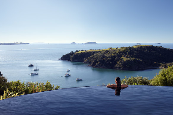 Secluded beach luxury on Waiheke Island.