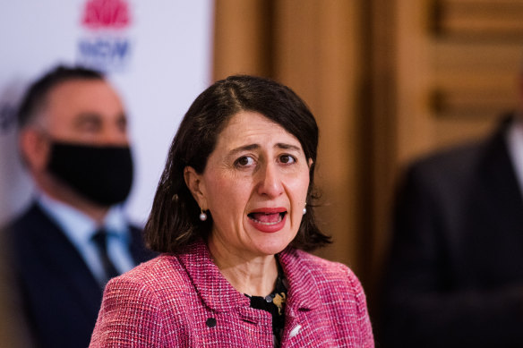 Now you see me: Premier Gladys Berejiklian on Friday.