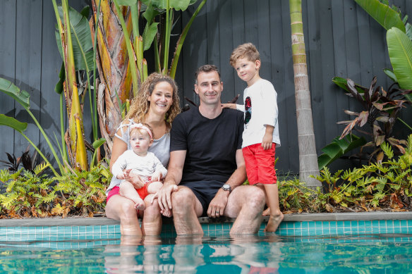 Fleur and Brad Phelan met during the Pier to Pub swim in 2011 and now have two children, Rose, 11 months, and Louis, 3.