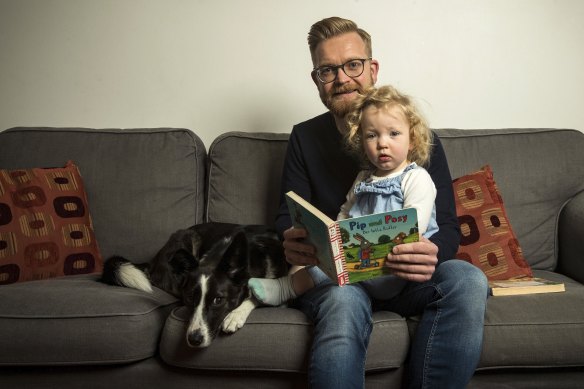 Jens Poser, a father of three who works in strategy and insights at Lion, shares parenting and home duties equally with his wife, Rhiannon Nixon, including care of one-year-old daughter Greta.