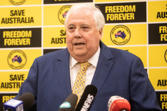 Clive Palmer’s business gave $117 million to the United Australian Party before the last election.