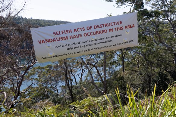 One of the banners hung by the council in response to the environmental vandalism.