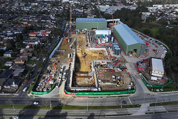 Construction on the SRL in Burwood.