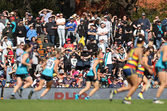 Fans packed out Norwood Oval for the AFLW opening round Showdown between Adelaide and Port Adelaide.