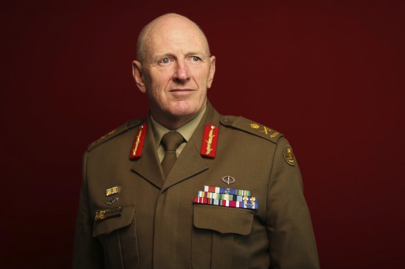 Lieutenant General John Frewen, the head of the COVID-19 vaccine taskforce, at his office in Canberra.