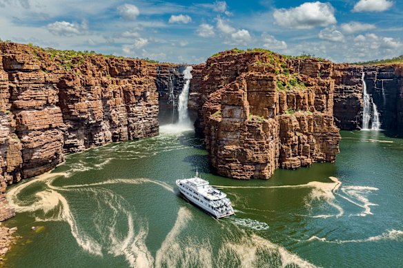 The twin cascades of King George Falls in the Kimberley.