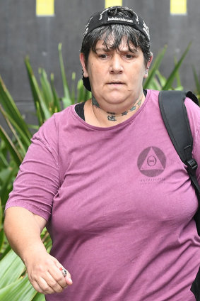 Cheryl Taylor leaves the Magistrates Court in Brisbane on Tuesday.
