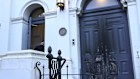 The scorched door of the East Melbourne Synagogue after an anti Israel protestor set it alight on Friday evening. 