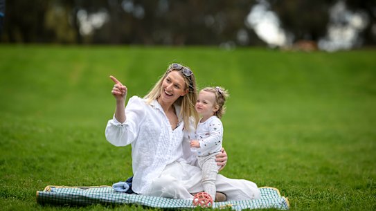 Anna Burger and her daughter Chessie, 15 months old, who was born via caesarean. 