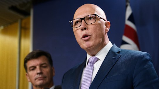 Opposition Leader Peter Dutton announces the Coalition’s nuclear plan on Wednesday.