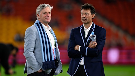 Stuart Diver with NSW coach Laurie Daley after the Blues' win at Suncorp Stadium on Wednesday night.