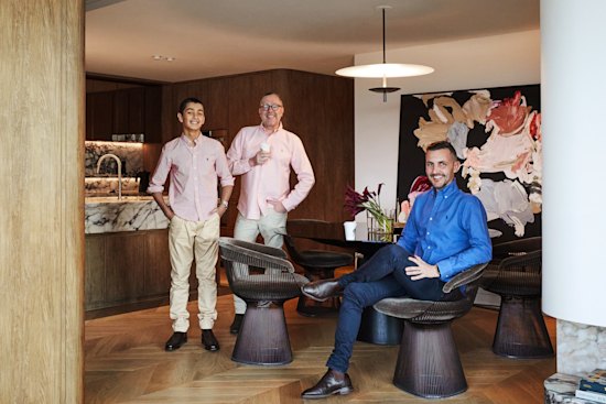 From left: Reid, Michael and Jarrad Duggan-Tierney in the dining area.