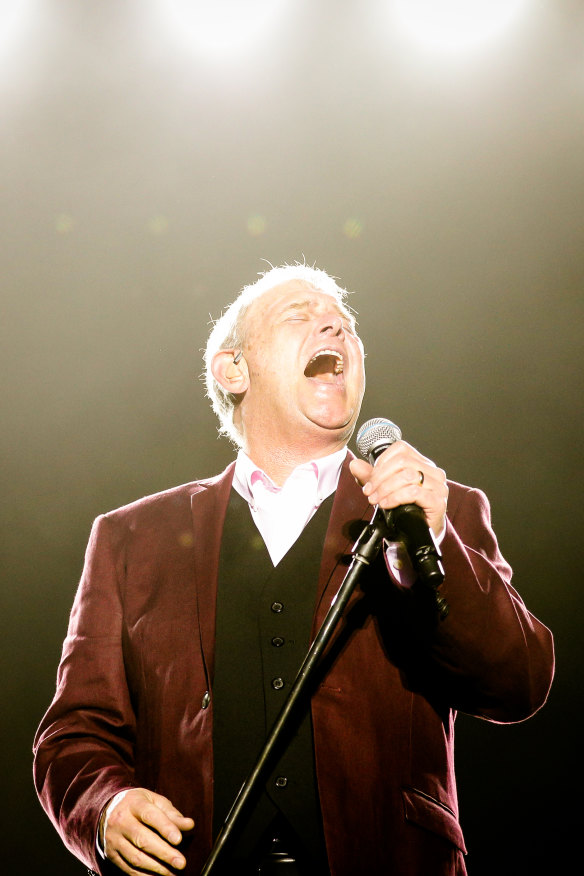 Farnham in full voice at One Electric Day on Cockatoo Island, Sydney, in 2019. “The good news is my vocal cords haven’t been affected by the radiation treatment I’ve had – yet,” he says now.