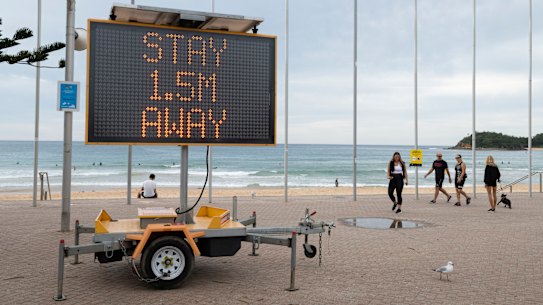 Manly Beach on Friday, during the coronavirus lockdown.