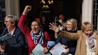 Celebrations outside London’s Supreme Court following its unanimous ruling that “the terms woman and sex in the Equality Act 2010 refer to a biological woman and biological sex”.