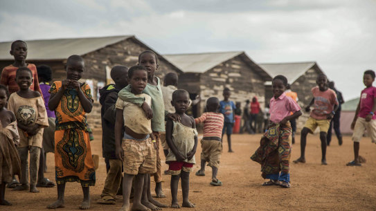 Congolese children play outside the reception centre of the Kyaka II refugee settlement in Kyegegwa District in western Uganda last week.