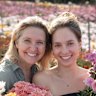 Mother and daughter Ingrid and Nicola Padovano in their flower fields.
