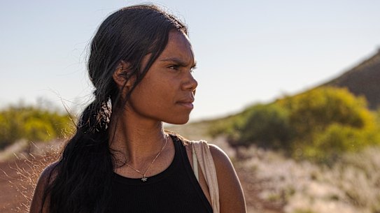 Shantae Barnes-Cowan plays Murra, who falls in love with the camera on trip to the outback, in Sweet As.