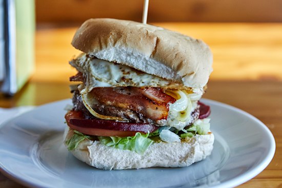 Wingello’s $18 burger with the lot.