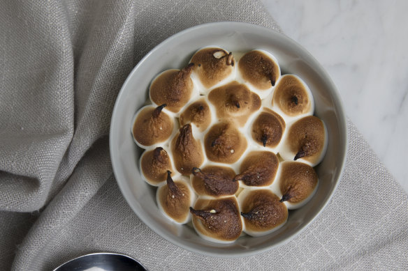 Milk cake and coffee, chocolate mascarpone and meringue at Poly in Surry Hills.