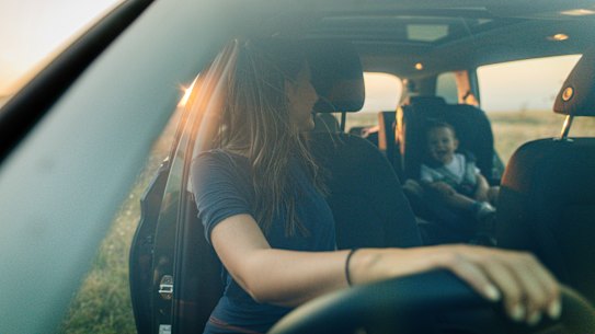 Photo of young mother spending time with her son by taking him on a road trip in nature NO CREDIT NEEDED.

