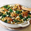 One-pot Greek chicken and rice: quick and delicious.