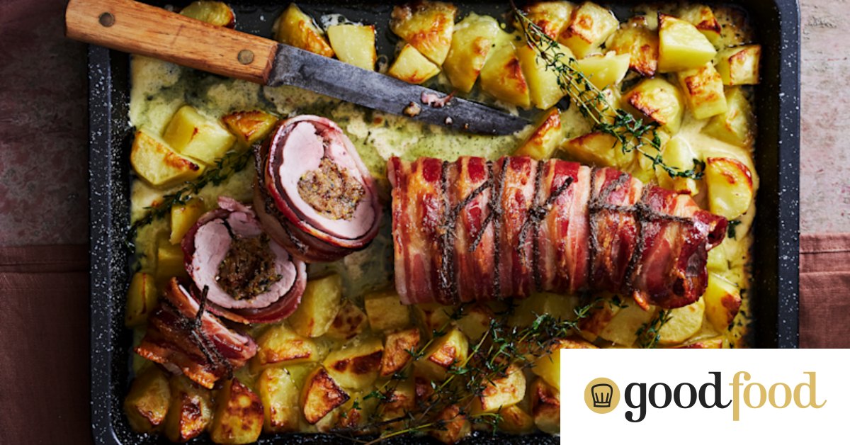 One-tray pork and creamy potato roast