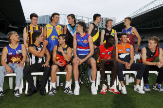 The Victorian-based first round draftees at Marvel Stadium on Thursday.