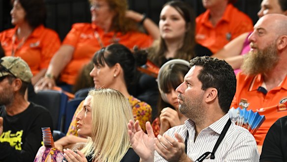 Illawarra Hawks owner Jared Novelly pictured at a game against Cairns Taipans.