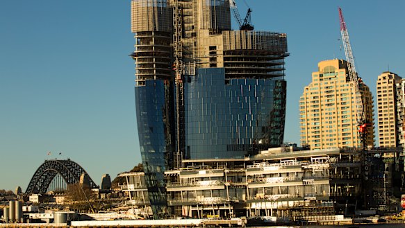 Crown's Barangaroo casino and apartment project is due to be completed in 2021. 
