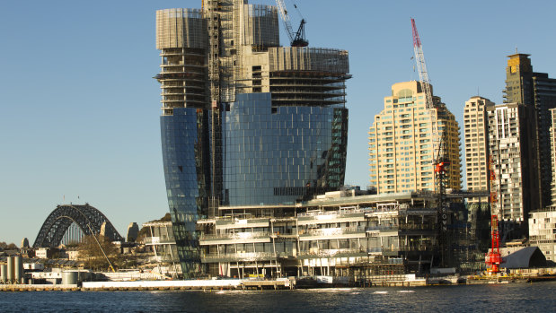 The Barangaroo casino and residential tower are well on the way to being built.
