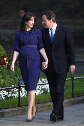 "Powerful moment": Samantha Cameron wears Emilia Wickstead on the night her husband, David Cameron, was elected British PM in 2010.