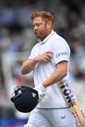 Jonny Bairstow  leaves the field after the controversial dismissal in the second Test at Lord’s.