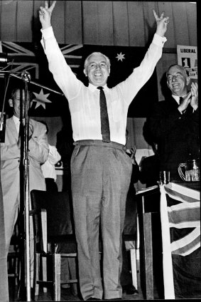 Harold Holt on election night.