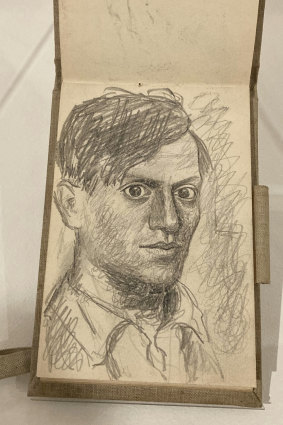 A 1918 self-portrait in pencil by Pablo Picasso in his 30s made in a small notebook.