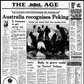 Front page of The Age on December 23, 1972.