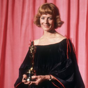 Vanessa Redgrave with the Oscar she won for Julia. Her controversial acceptance speech put paid to her Hollywood career for decades.