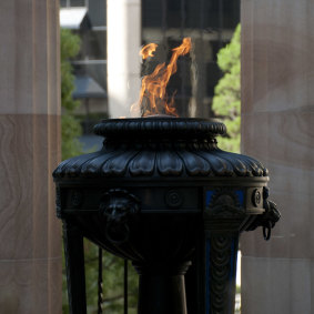 The Eternal Flame in the Shrine of Remembrance in Anzac Square in the heart of Brisbane.