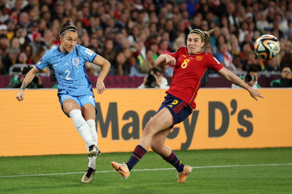 Lucy Bronze (left) in action in the final.